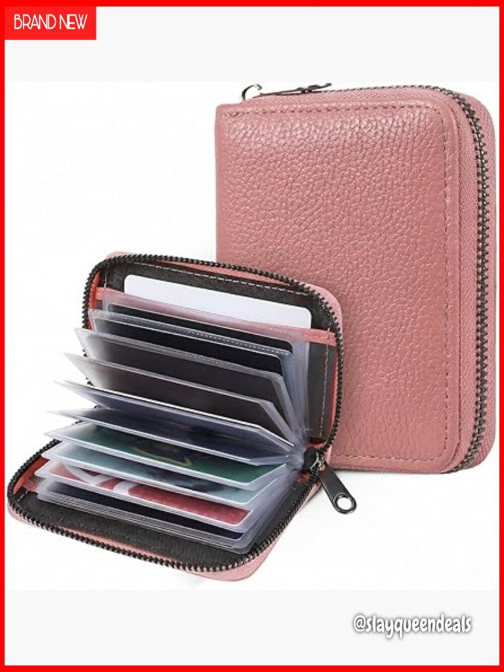 RFID Blocking PU Leather Card Holder Wallet with 20 Slots Zipper Closure
